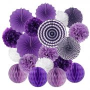 Pakabinamų dekoracijų rinkinys, VIOLETINĖ/BALTA, 1 vnt.