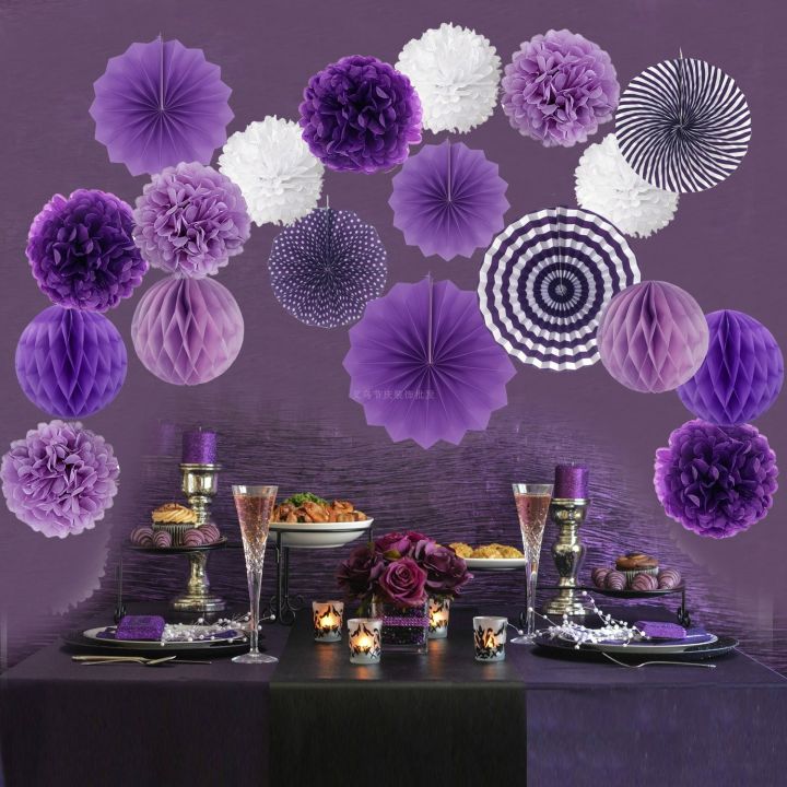 Pakabinamų dekoracijų rinkinys, VIOLETINĖ/BALTA, 1 vnt.