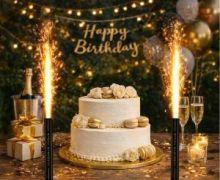 Torto fontanas, HAPPY BIRTHDAY, 12 cm, 1 vnt.