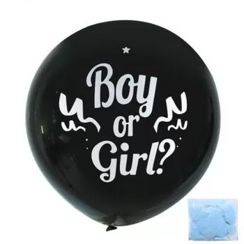 Balionas lateksinis, BABY SHOWER, 80 cm, su žydru konfeti, 1 vnt.