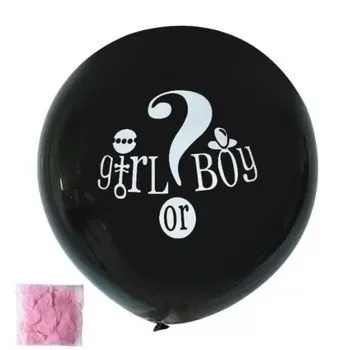 Balionas lateksinis, BABY SHOWER, 80 cm, su rožiniu konfeti, 1 vnt.