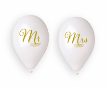 Balionai lateksiniai, VESTUVĖS, Mr + Mrs, 33 cm, 1 vnt.
