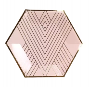 Vienkartinės lėkštutės, ŠEŠIAKAMPĖS, ORANŽINĖ/ROSEGOLD, 18 cm, 8 vnt.