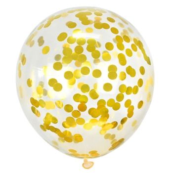 Skaidrus balionas su geltonos spalvos konfeti, 30 cm