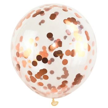 Skaidrus balionas su ROSE GOLD spalvos konfeti, 30 cm