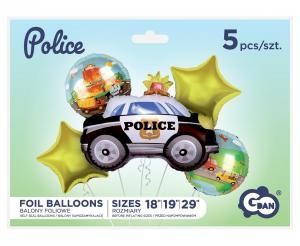 Balionų rinkinys, POLICIJA, 80 cm + 4x45 cm, 5 vnt.