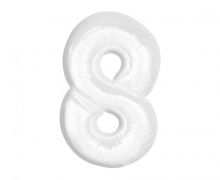 Balionas folinis, SKAIČIUS 8, 85 cm, BALTAS, 1 vnt.