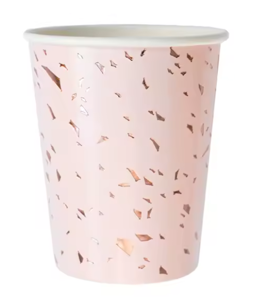 Vienkartiniai puodeliai, ROŽINIAI / ROSE GOLD, 8 vnt.