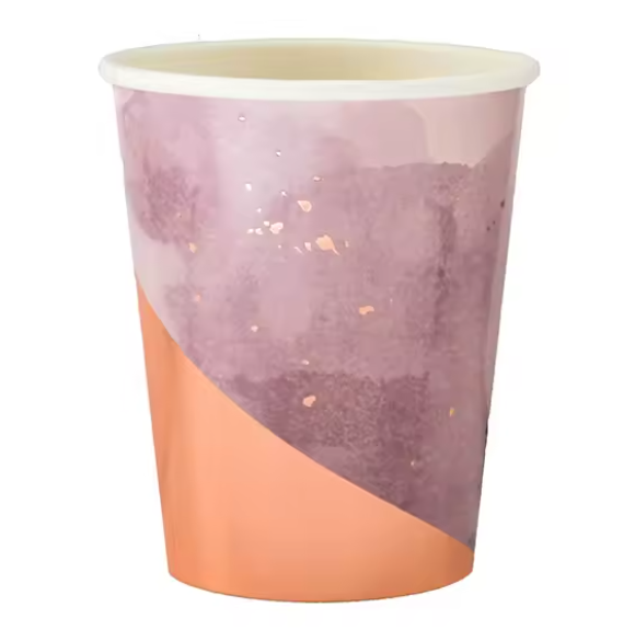 Vienkartiniai puodeliai, VIOLETINIAI / ROSE GOLD, 8 vnt.