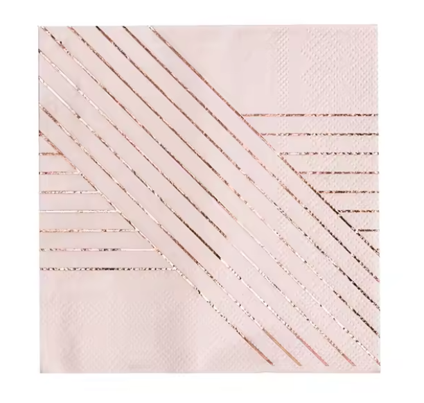 Vienkartinės servetėlės, VIOLETINĖS/ROSEGOLD, 33x33 cm, 16 vnt.