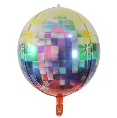 Balionas folinis, 4D, APVALUS, DISKO SPALVOTAS, 50 cm, 1 vnt.