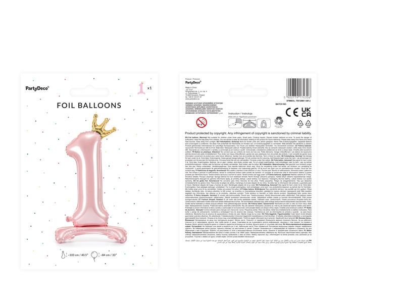 Balionas folinis, SKAIČIUS 1, 84 cm, rožinis, 1 vnt.