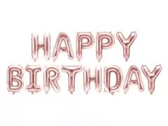 Balionai foliniai, užrašas HAPPY BIRTHDAY, ROSE GOLD, 1 vnt.
