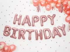 Balionai foliniai, užrašas HAPPY BIRTHDAY, ROSE GOLD, 1 vnt.