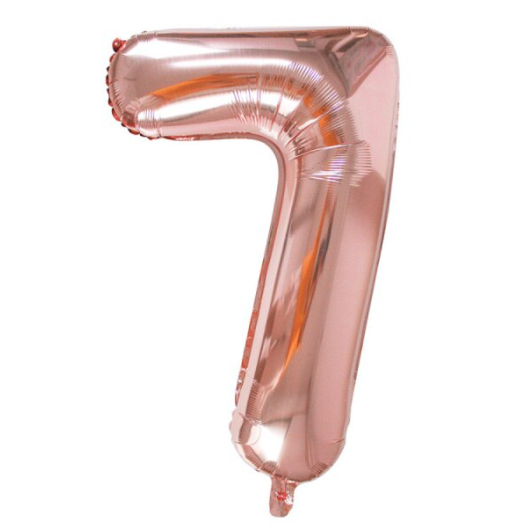 Balionas folinis, SKAIČIUS 7, 85 cm, rose gold, 1 vnt.