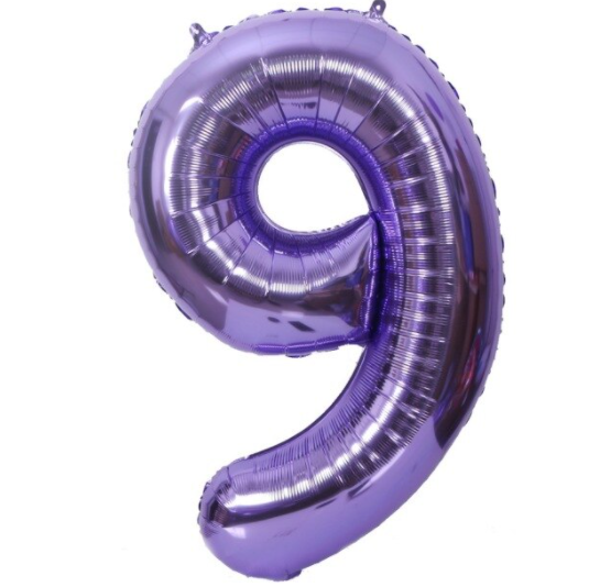 Balionas folinis, SKAIČIUS 9, 85 cm, violetinis, 1 vnt.
