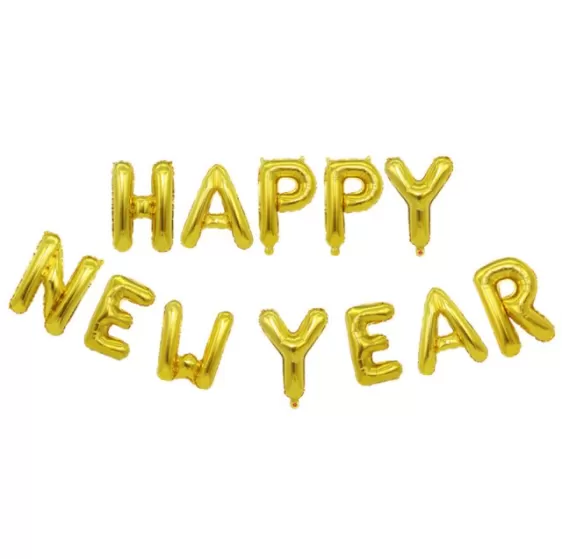 Balionai foliniai, užrašas HAPPY NEW YEAR, 1 vnt.