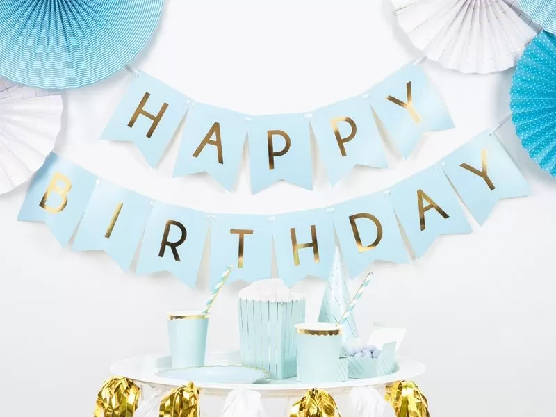 Pakabinamas užrašas, HAPPY BIRTHDAY, 1 vnt.