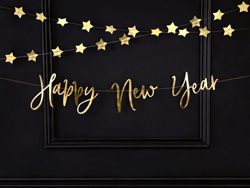 Pakabinamas užrašas, HAPPY NEW YEAR, 66x18 cm, 1 vnt.