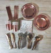 Vienkartinių indų rinkinys, ROSEGOLD, 16 asm., 1 vnt.