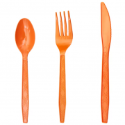Plastikinių stalo įrankių komplektas, ORANŽINIS, 30 vnt.
