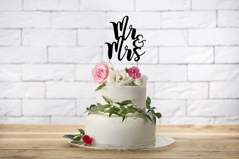 Torto dekoracija, MR & MRS, 25 cm, 1 vnt.