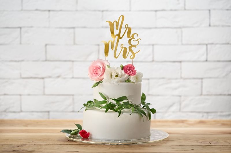 Torto dekoracija, MR & MRS, 25 cm, 1 vnt.