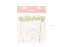 Torto dekoracija, 1ST BIRTHDAY, 21 cm, 1 vnt.