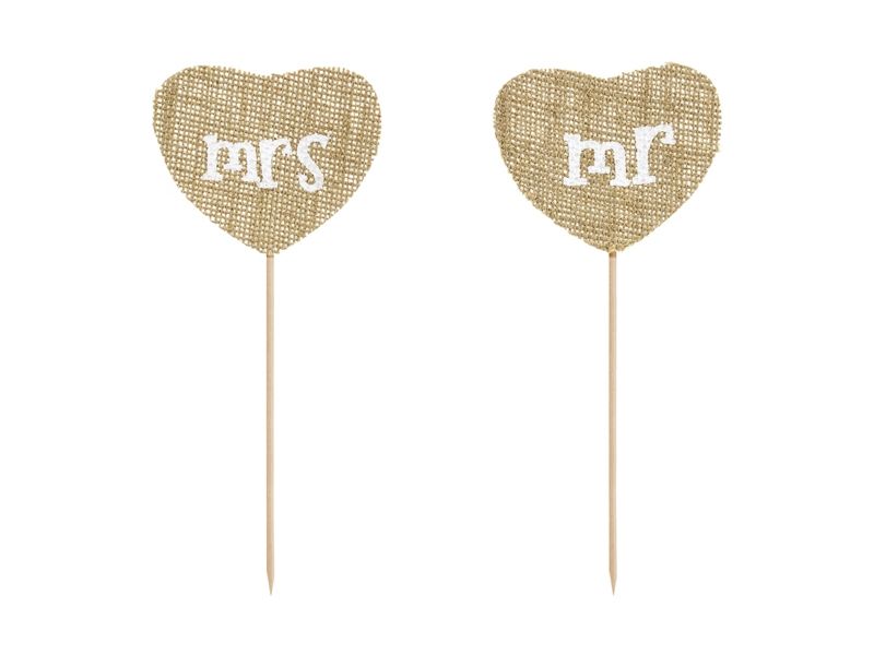 Torto dekoracija, MR & MRS, 18 cm, 2 vnt.