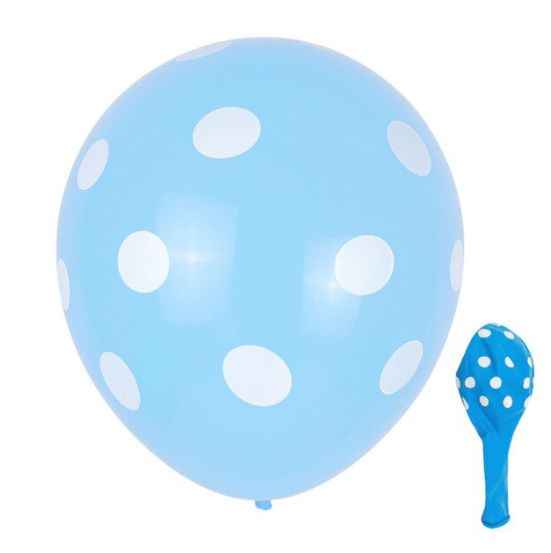 Dekoruotas balionas su taškais, 30 cm, žydras