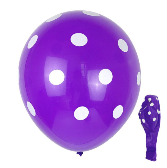 Dekoruotas balionas su taškais, 30 cm, violetinis
