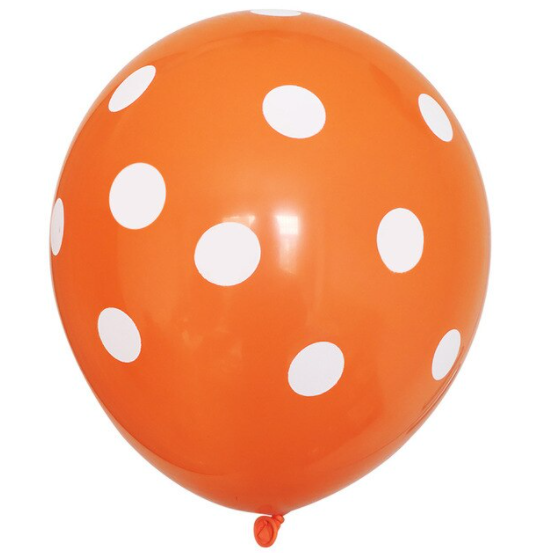 Dekoruotas balionas su taškais, 30 cm, oranžinis