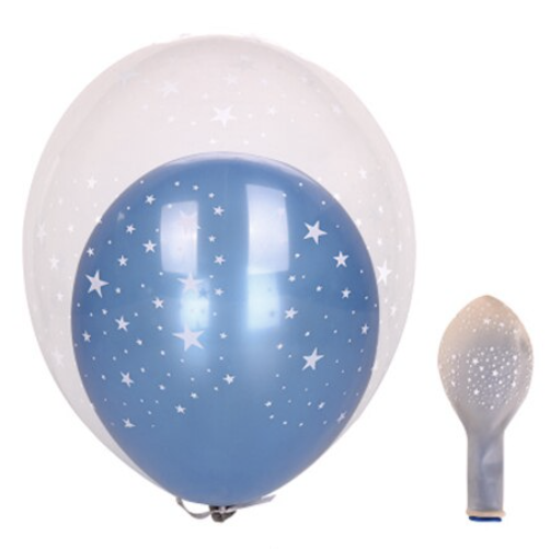 Dekoruotas dvigubas balionas, 30 cm, mėlynas