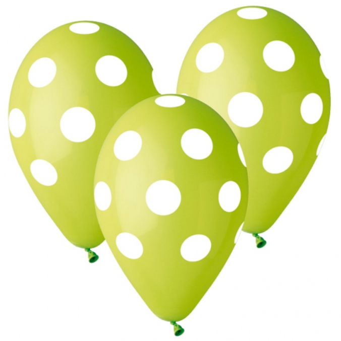 Dekoruotas balionas, su taškais, 30 cm, žalias