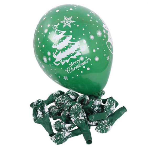 Dekoruotas balionas, su Kalėdų eglute, 30 cm, žalias