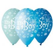 Dekoruotų balionų rinkinys, IT'S A BOY tematika, 30 cm, 5 vnt.