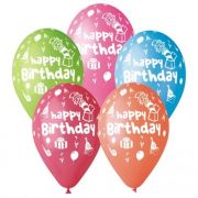 Dekoruotų balionų rinkinys, HAPPY BIRTHDAY tematika, 30 cm, 5 vnt.