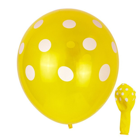 Dekoruotas balionas su taškais, 30 cm, geltonas