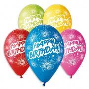 Dekoruotų balionų rinkinys, HAPPY BIRTHDAY tematika, 30 cm, 5 vnt.