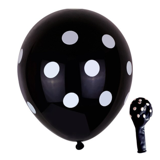 Dekoruotas balionas su taškais, 30 cm, juodas