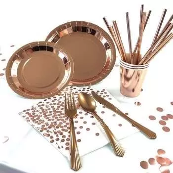Vienkartinių indų rinkinys, ROSEGOLD, 16 asm., 1 vnt.