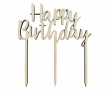 Torto dekoracija, HAPPY BIRTHDAY, 13x14 cm, 1 vnt.