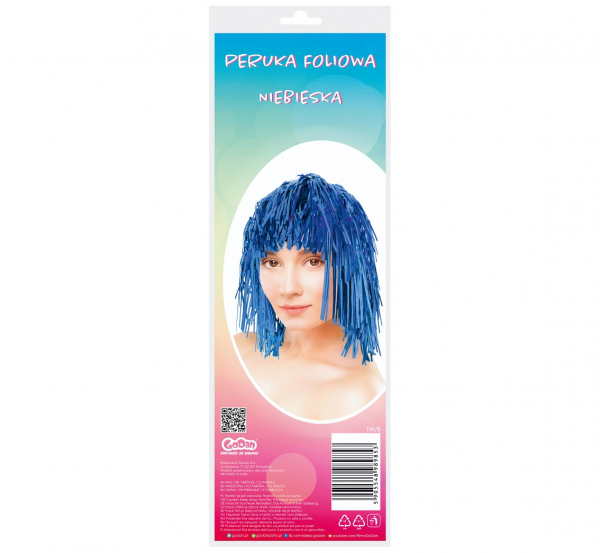 Perukas, folinis, MĖLYNAS, 1 vnt.