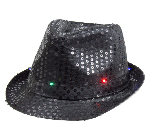 Kepurė, JUODA SU BLIZGUČIAIS, LED, 1 vnt.