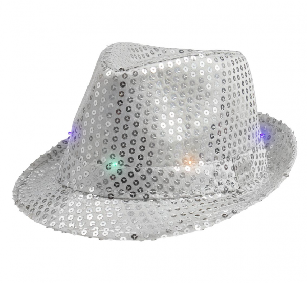 Kepurė, SIDABRINĖ SU BLIZGUČIAIS, LED, 1 vnt.