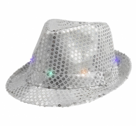 Kepurė, SIDABRINĖ SU BLIZGUČIAIS, LED, 1 vnt.
